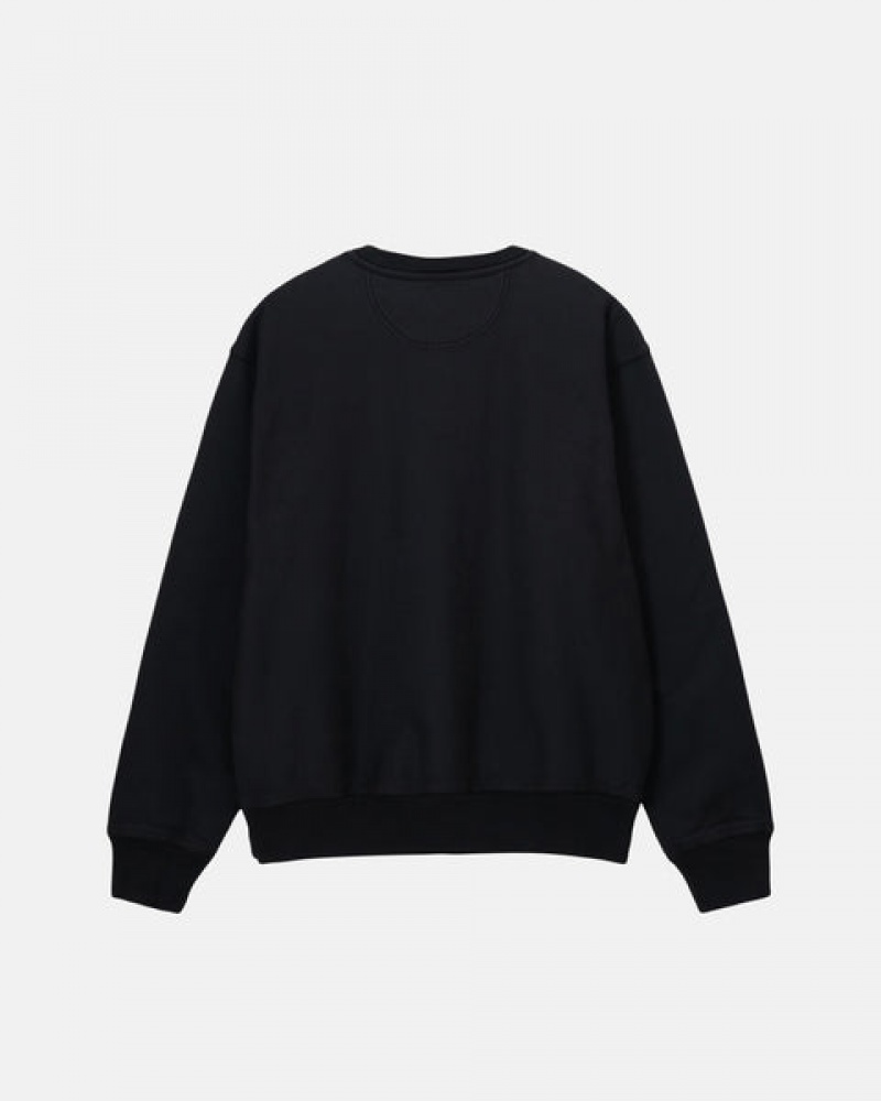 Black Women's Stussy Stock Logo Crew Sweatshirts KSA | NFO-2053