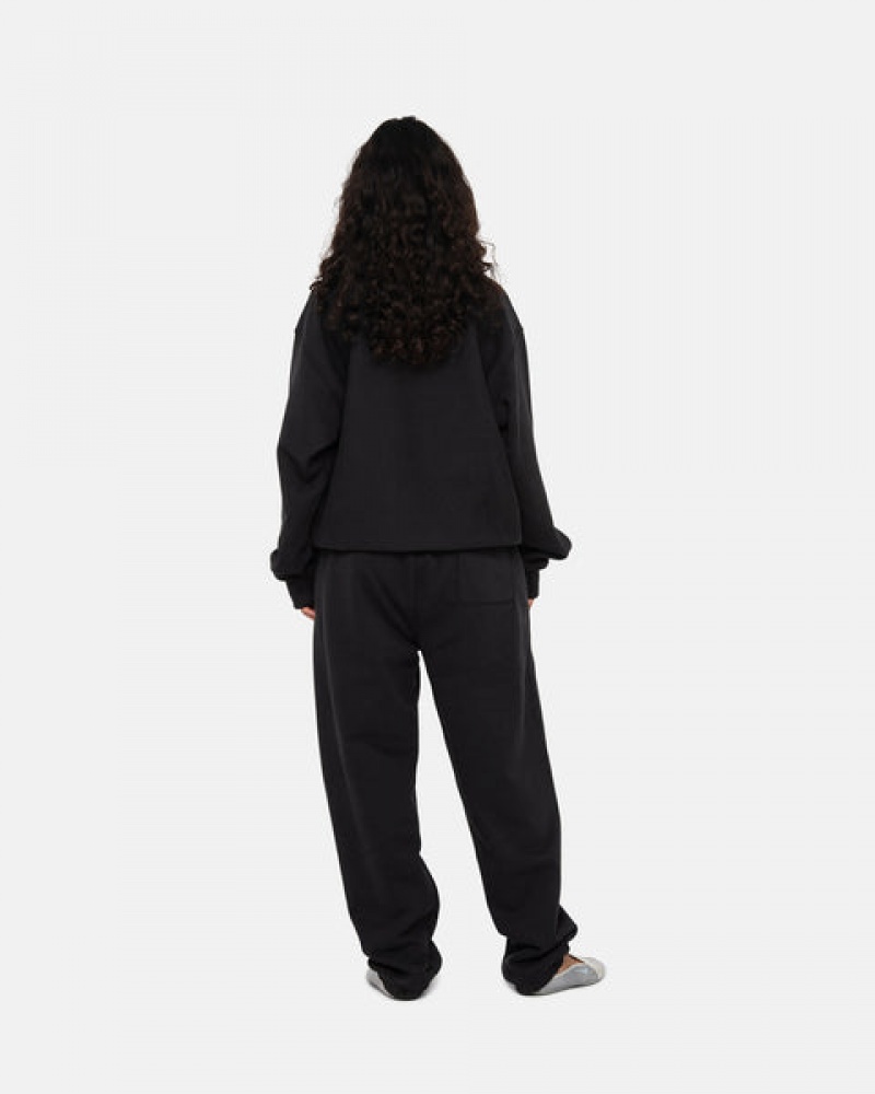 Black Women's Stussy Stock Logo Crew Sweatshirts KSA | NFO-2053