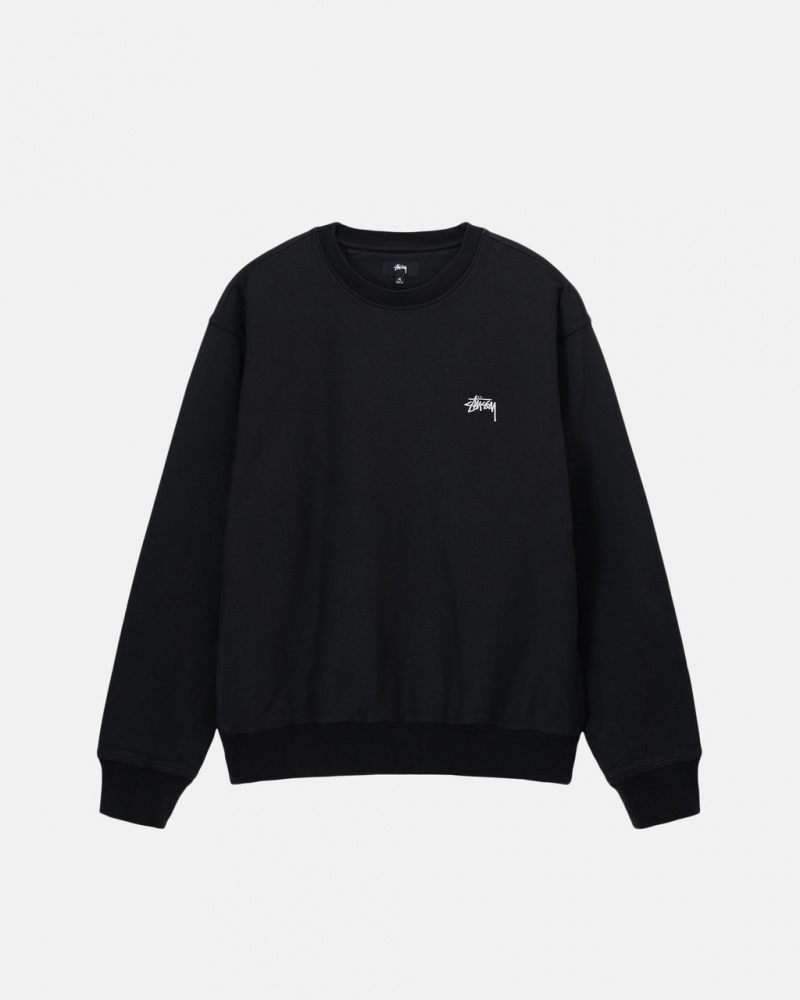 Black Women\'s Stussy Stock Logo Crew Sweatshirts KSA | NFO-2053