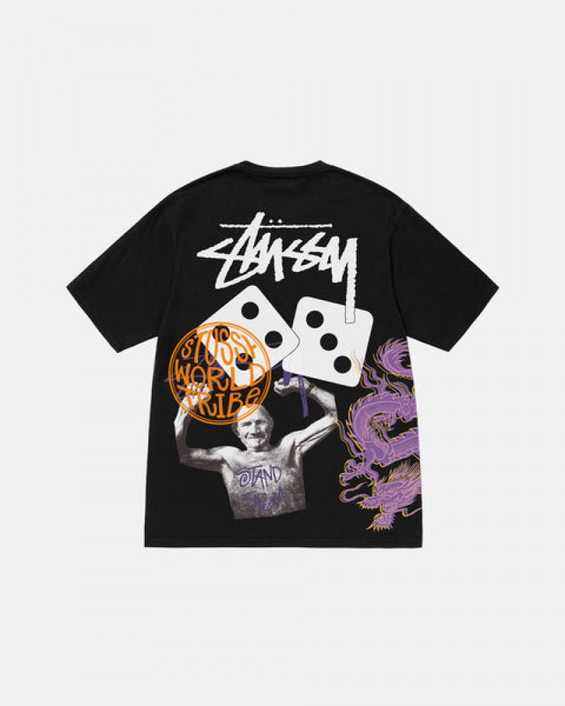 Black Women's Stussy Strike Pigment Dyed Tees KSA | ANZ-2996