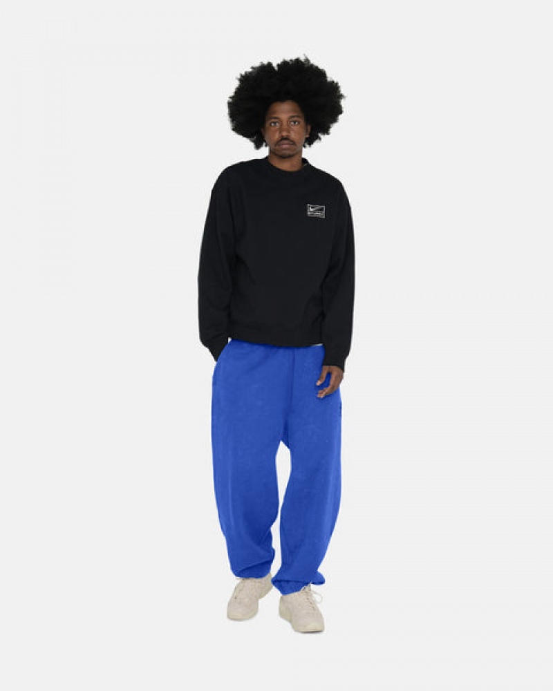 Black Women's Stussy Stone Wash Fleece Crew Sweatshirts KSA | NTJ-7550