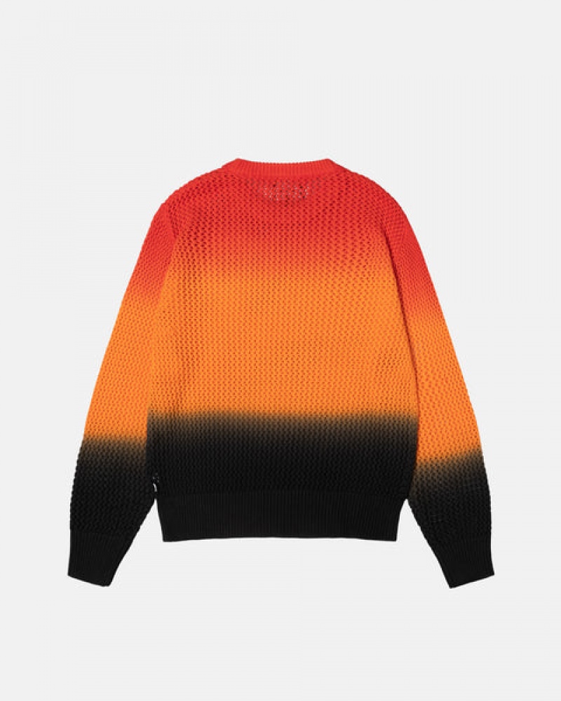 Black / Red Women's Stussy Pigment Dyed Loose Gauge Knit Sweaters KSA | LRY-2715