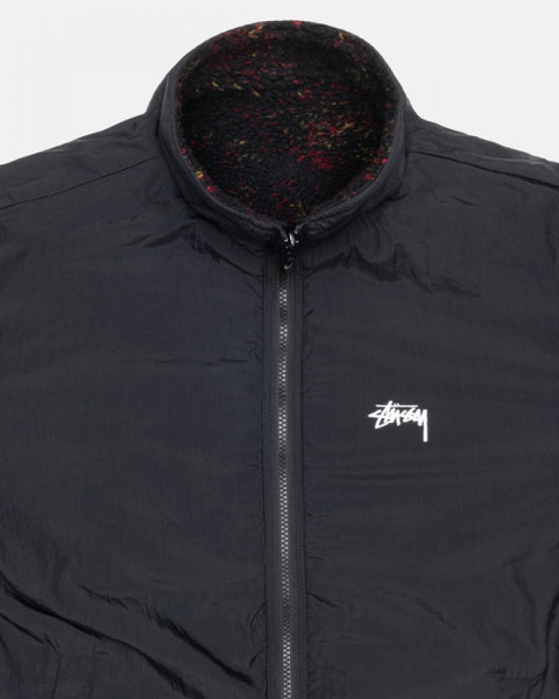 Black / Red Women's Stussy Sherpa Reversible Jackets KSA | VPE-1966