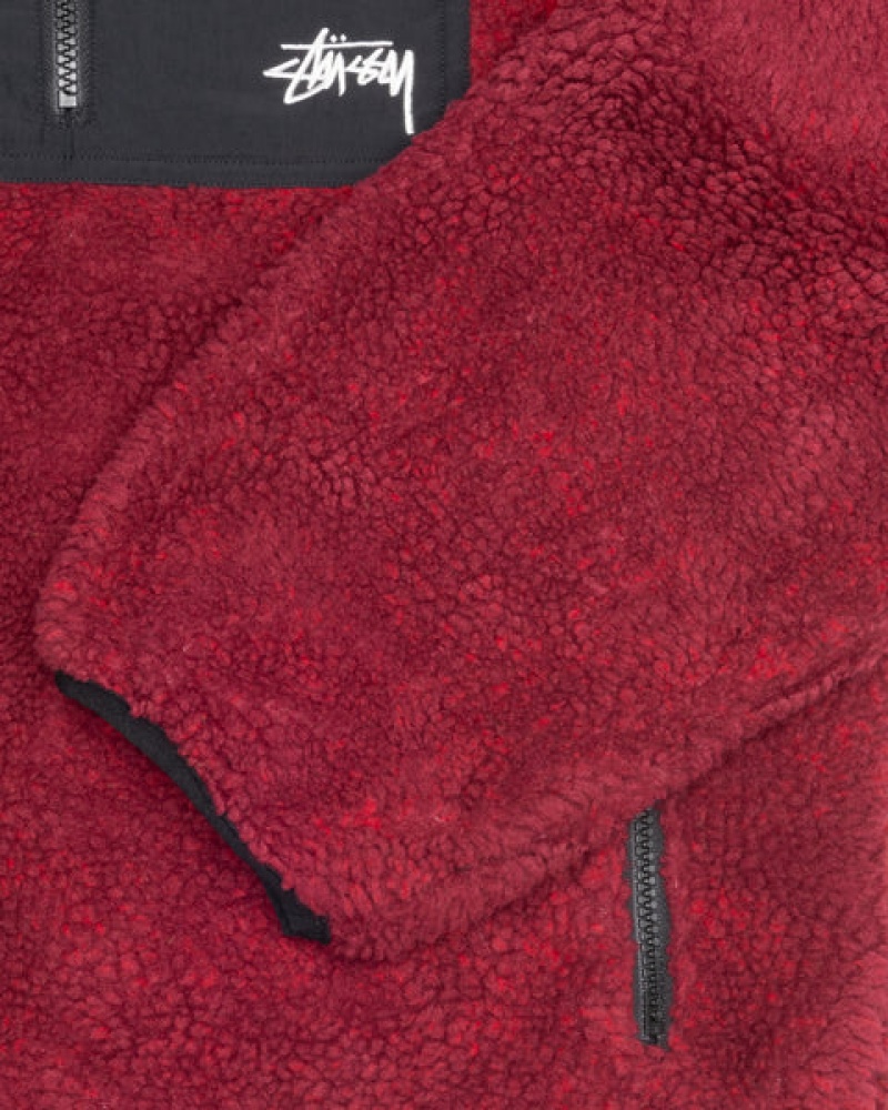 Black / Red Women's Stussy Sherpa Reversible Jackets KSA | VPE-1966