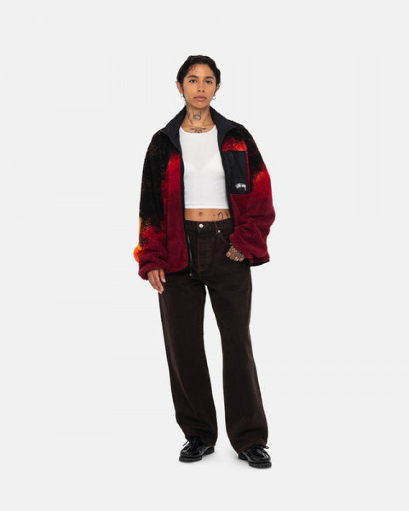 Black / Red Women's Stussy Sherpa Reversible Jackets KSA | VPE-1966