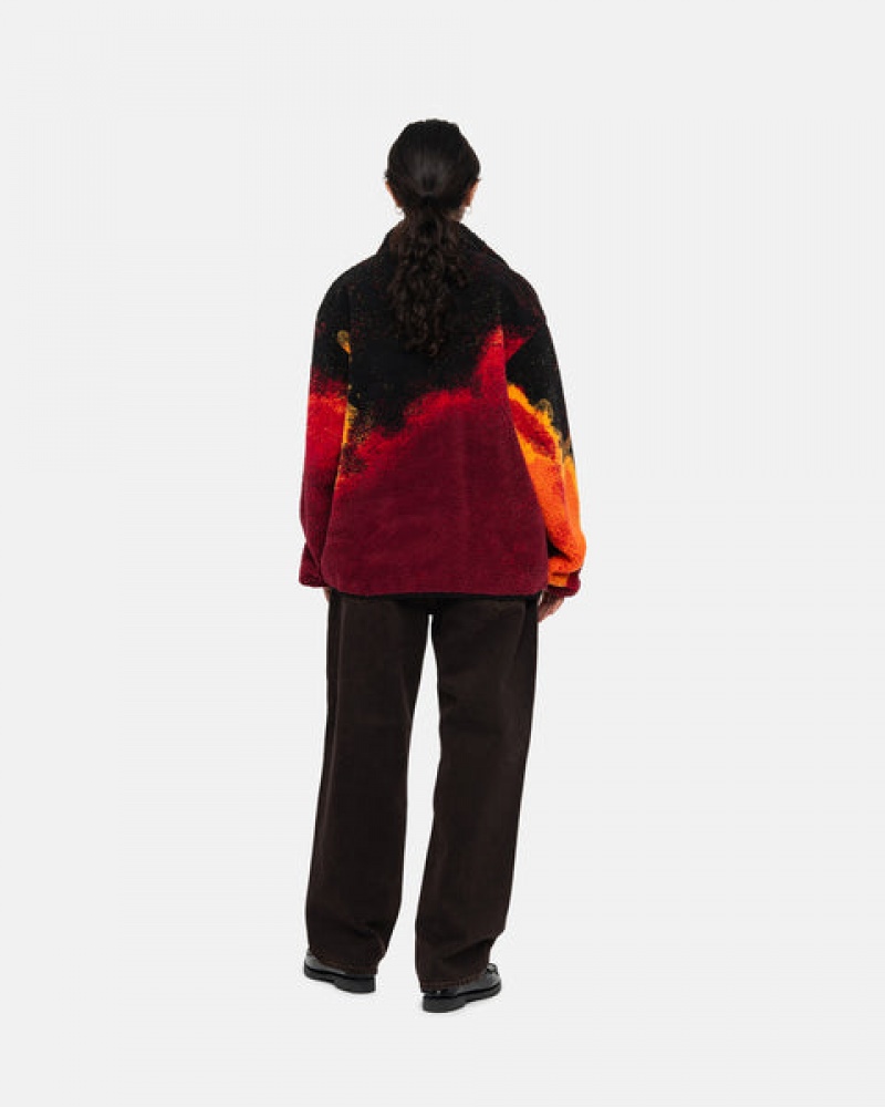 Black / Red Women's Stussy Sherpa Reversible Jackets KSA | VPE-1966