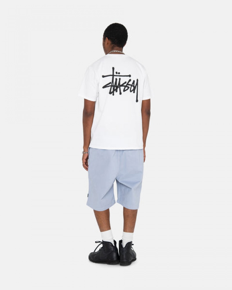 Blue Men's Stussy Brushed Beach Shorts KSA | EOO-7874