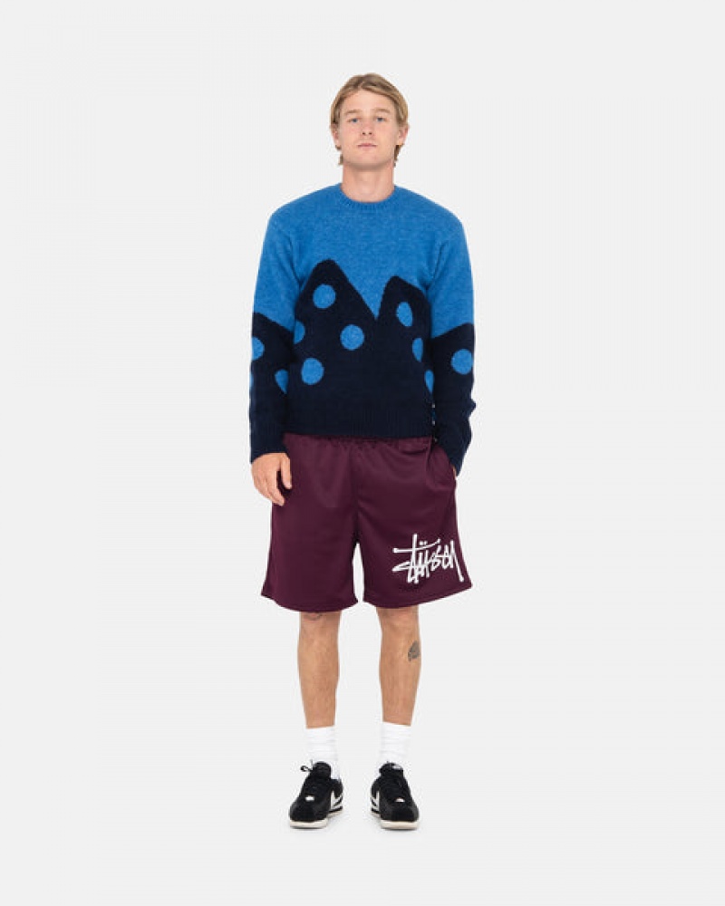 Blue Men's Stussy Dice Fuzzy Crew Sweaters KSA | ZPE-7886