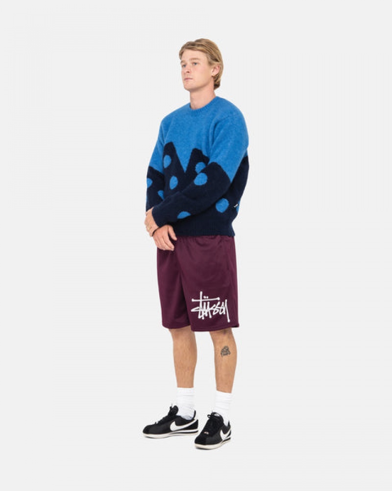 Blue Men's Stussy Dice Fuzzy Crew Sweaters KSA | ZPE-7886