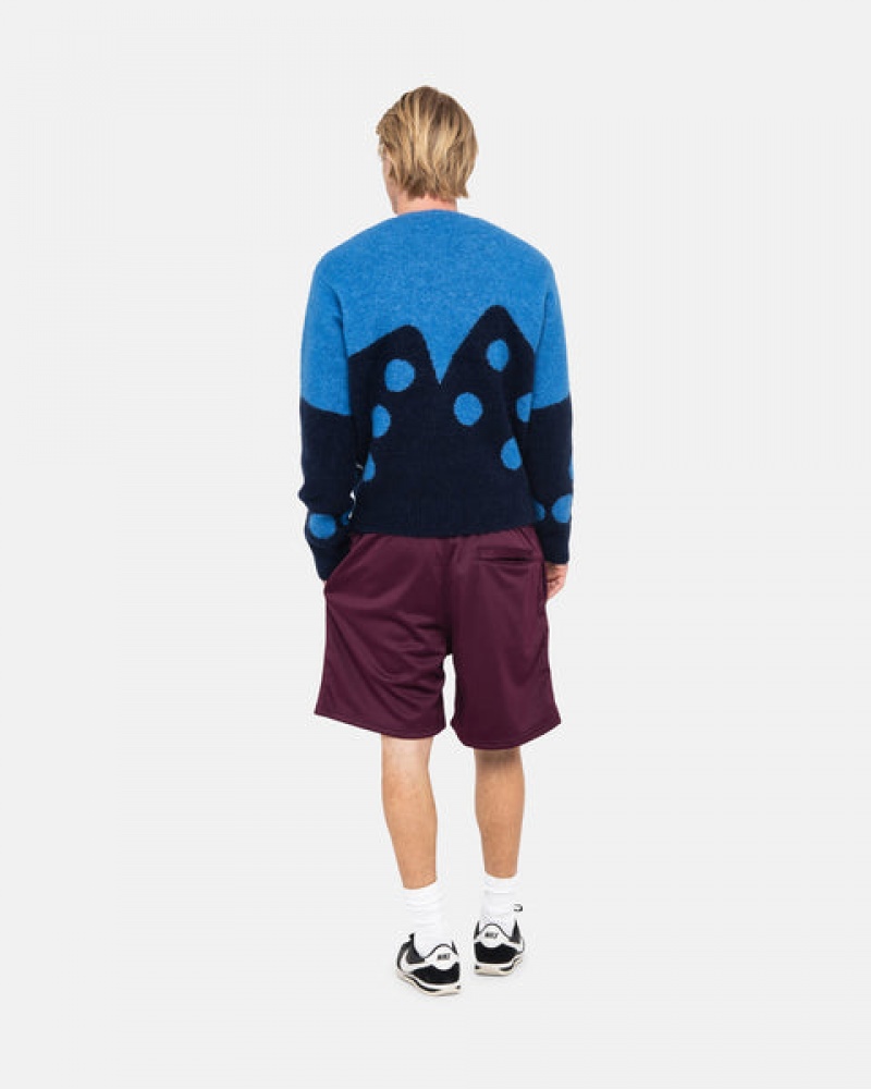 Blue Men's Stussy Dice Fuzzy Crew Sweaters KSA | ZPE-7886