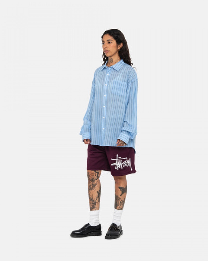 Blue Men's Stussy Light Weight Classic Shirts KSA | YCE-7574