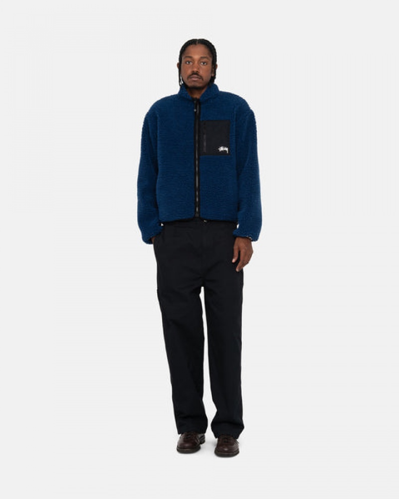 Blue Men's Stussy Sherpa Reversible Jackets KSA | VPC-1250