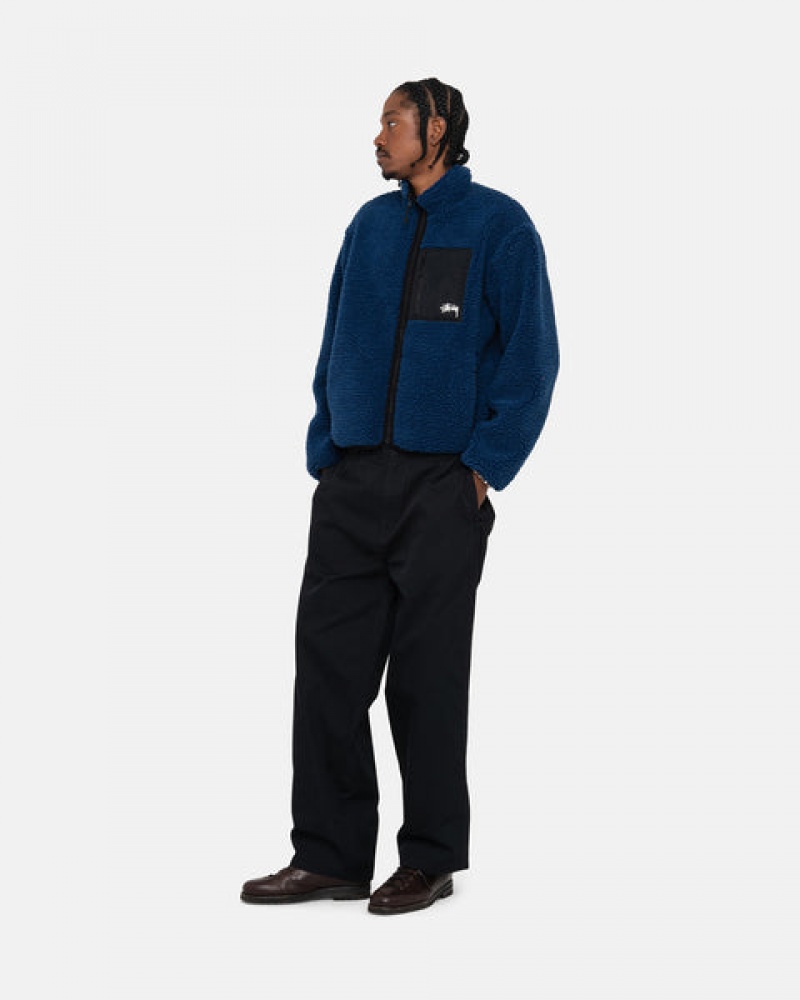 Blue Men's Stussy Sherpa Reversible Jackets KSA | VPC-1250