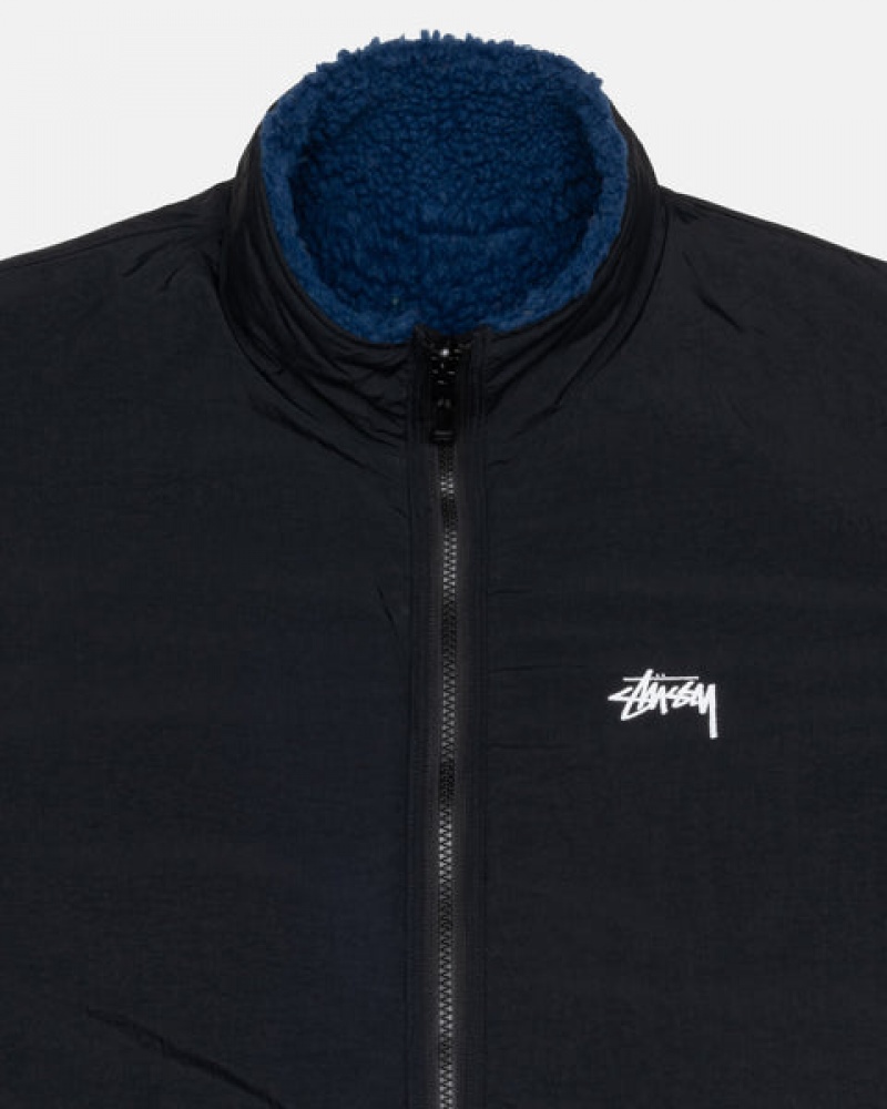 Blue Men's Stussy Sherpa Reversible Jackets KSA | VPC-1250