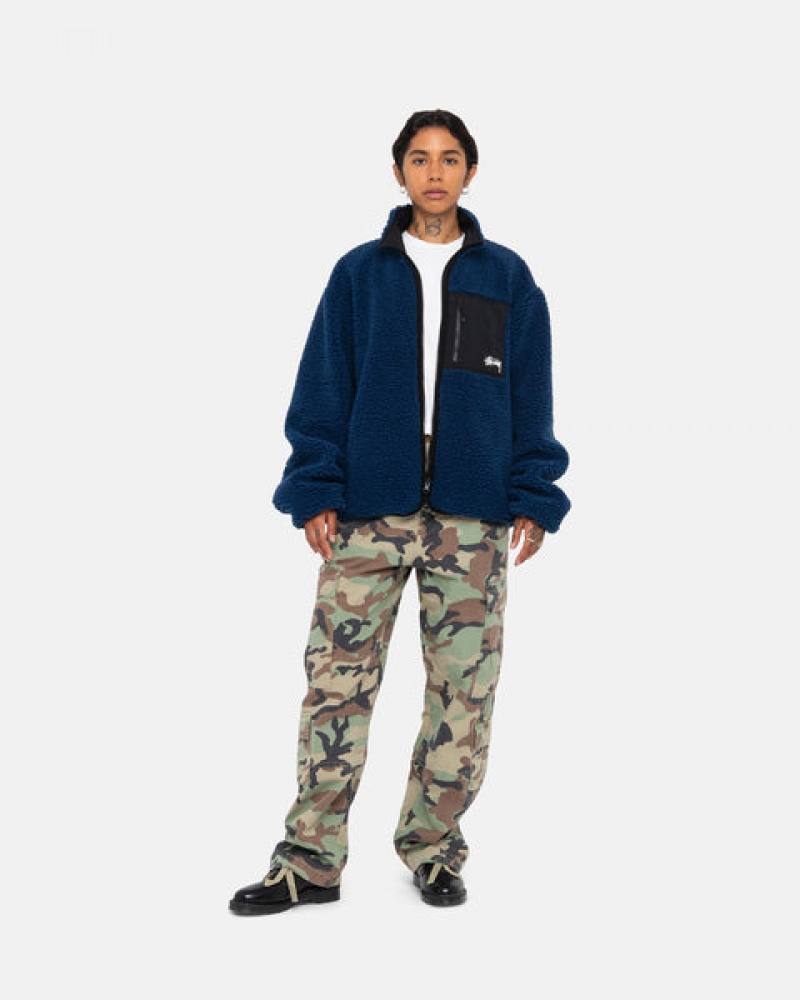 Blue Men's Stussy Sherpa Reversible Jackets KSA | VPC-1250