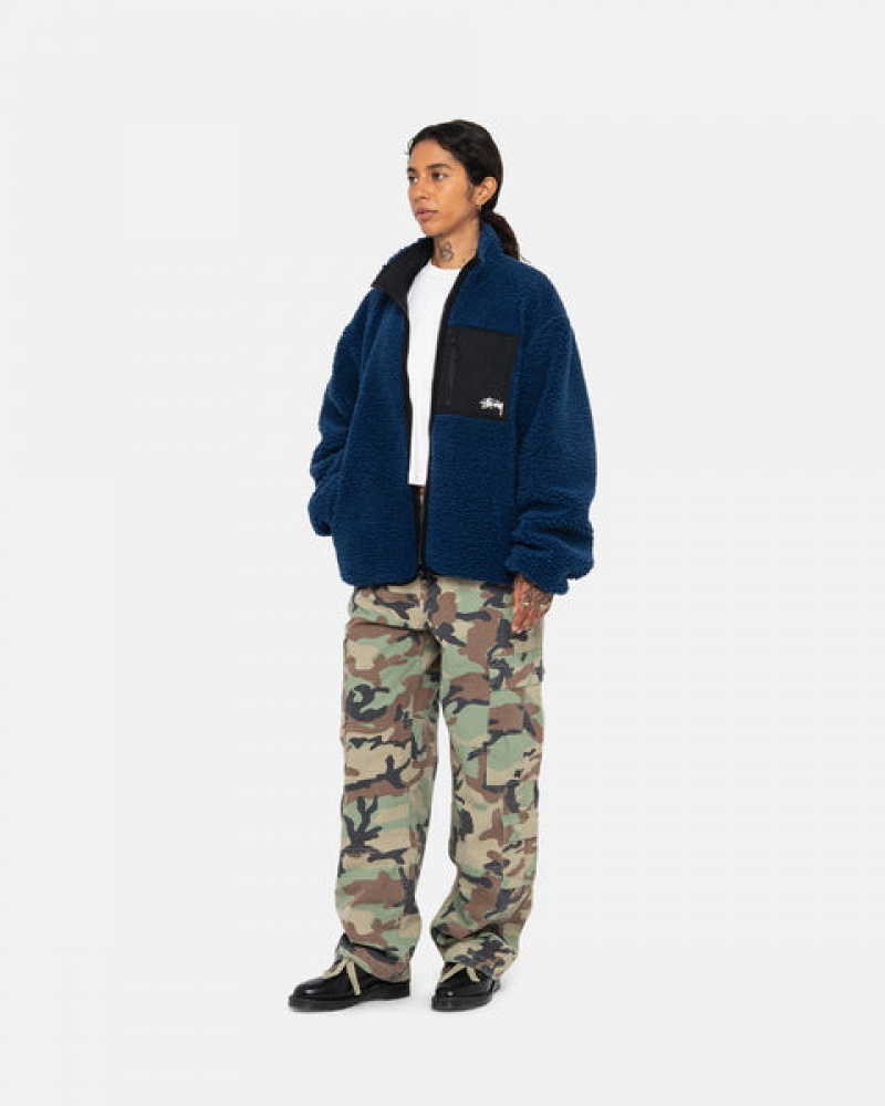 Blue Men's Stussy Sherpa Reversible Jackets KSA | VPC-1250