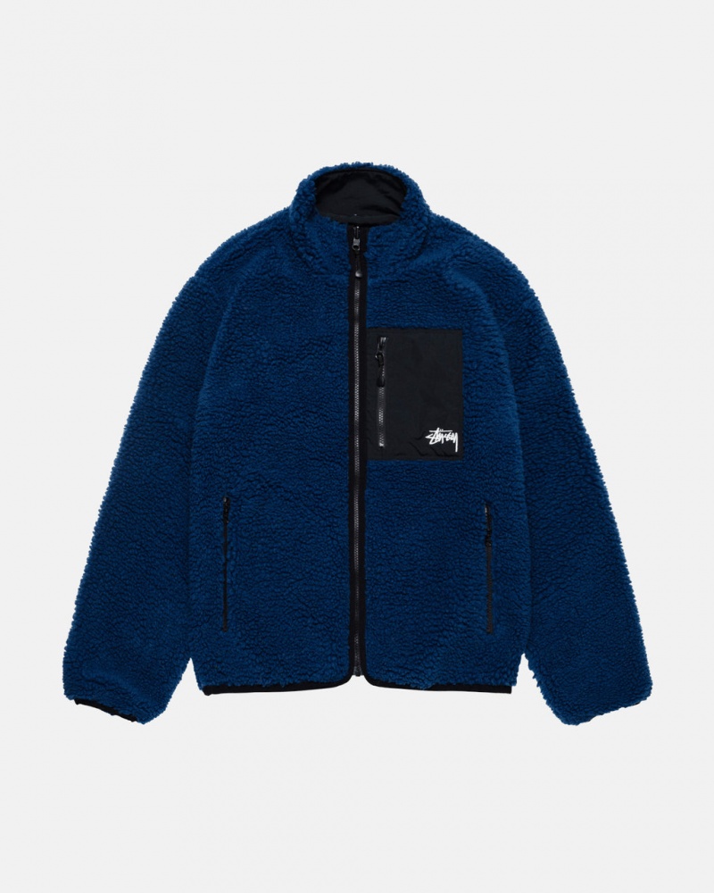 Blue Men\'s Stussy Sherpa Reversible Jackets KSA | VPC-1250