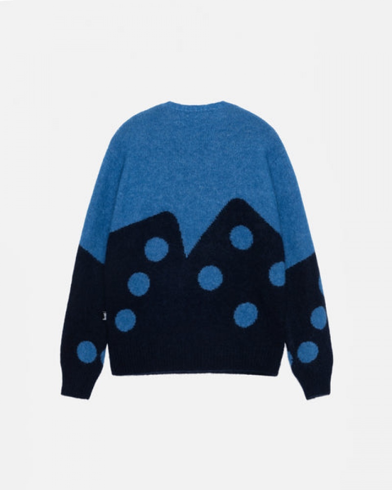 Blue Women's Stussy Dice Fuzzy Crew Sweaters KSA | HOD-9784