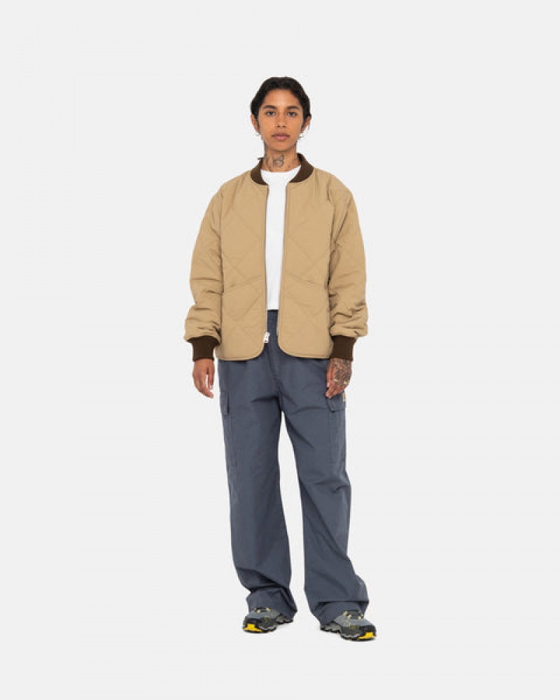 Brown Men's Stussy 8 Ball Quilted Liner Jackets KSA | IOA-3925