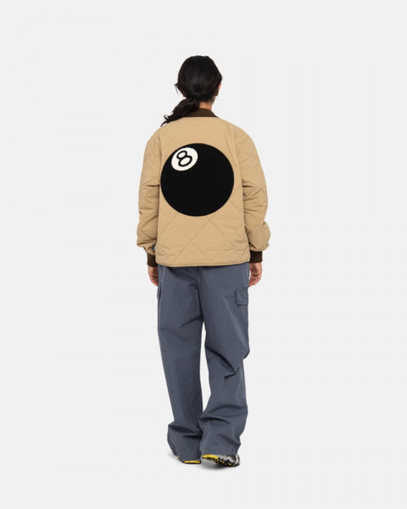 Brown Men's Stussy 8 Ball Quilted Liner Jackets KSA | IOA-3925