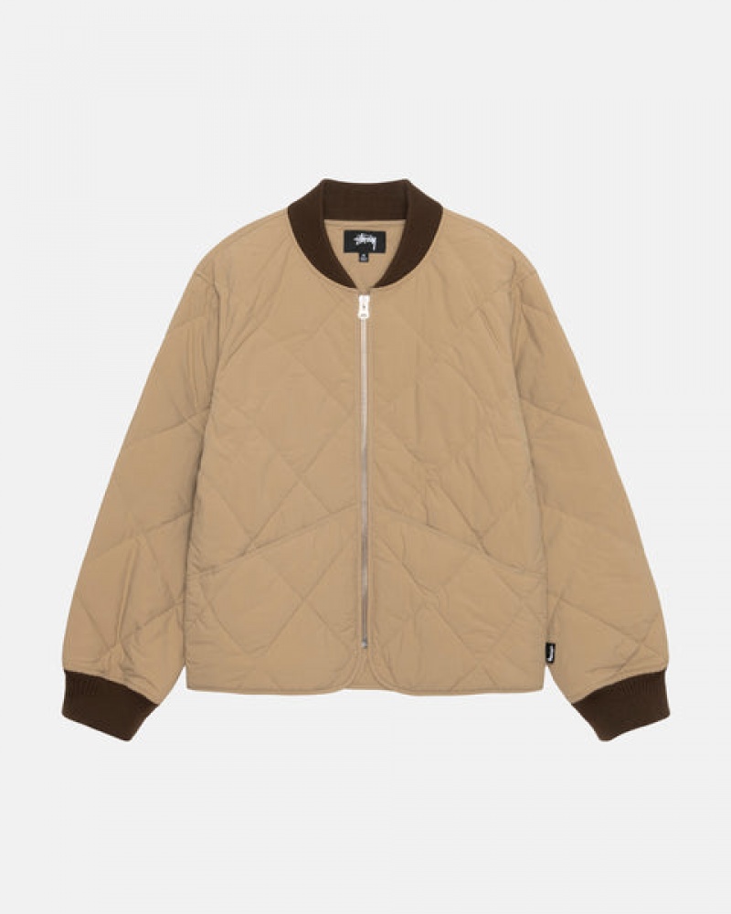 Brown Men's Stussy 8 Ball Quilted Liner Jackets KSA | IOA-3925