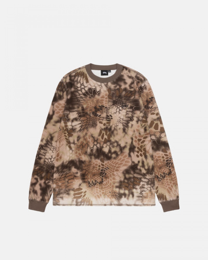 Brown Men's Stussy Kryptek Camo LS Thermal Tops KSA | MNA-8985