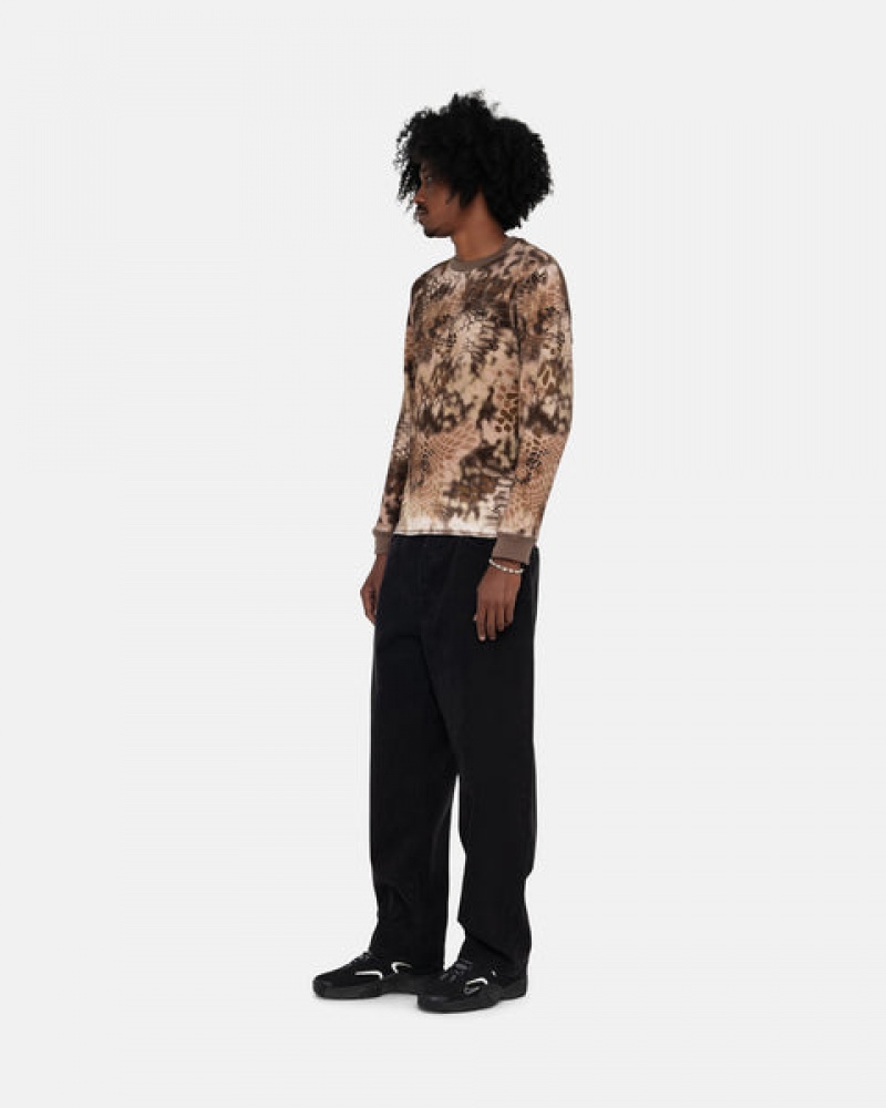 Brown Men's Stussy Kryptek Camo LS Thermal Tops KSA | MNA-8985