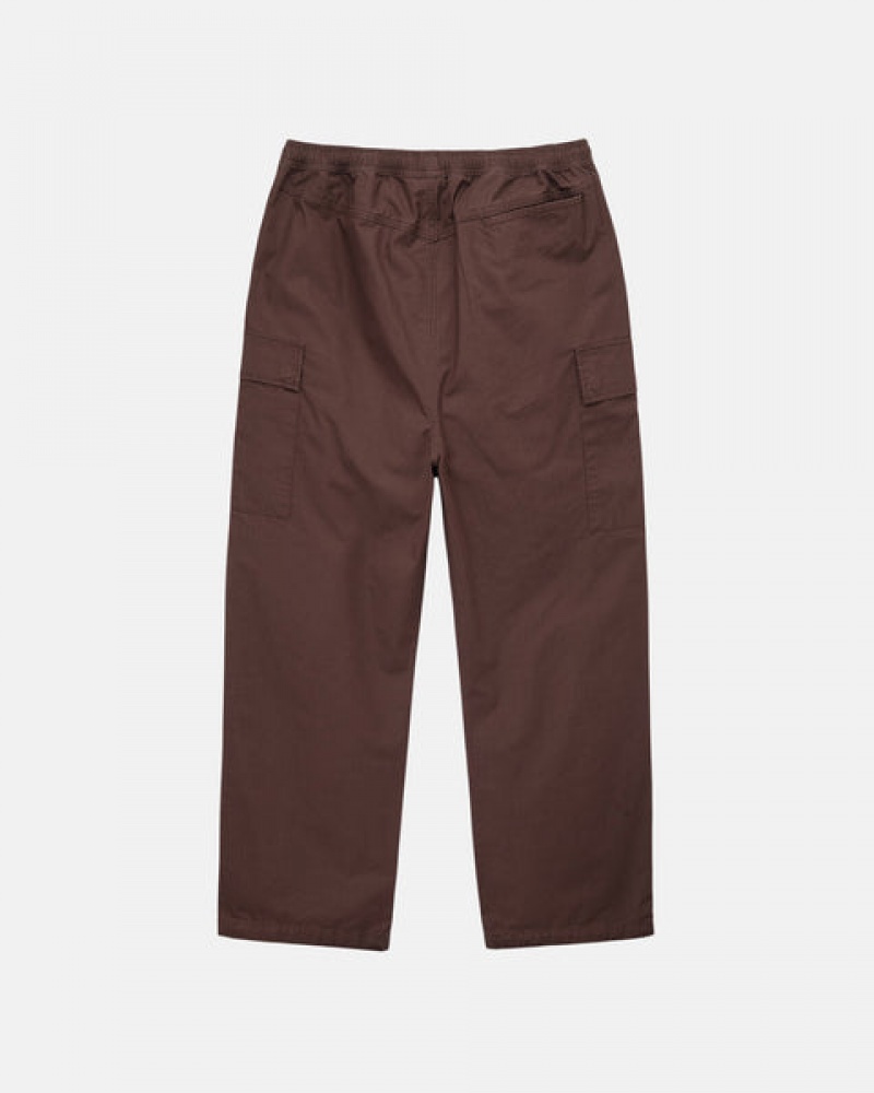 Brown Men's Stussy Ripstop Cargo Beach Pants KSA | DCP-1955