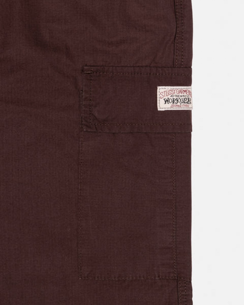 Brown Men's Stussy Ripstop Cargo Beach Pants KSA | DCP-1955