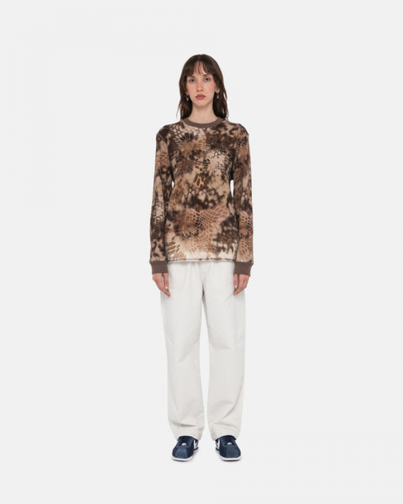 Brown Women's Stussy Kryptek Camo LS Thermal Tops KSA | RFJ-0264