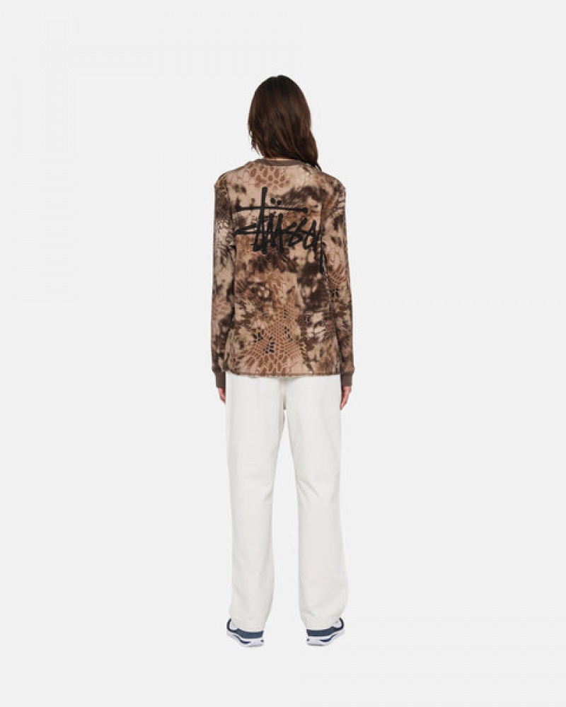 Brown Women's Stussy Kryptek Camo LS Thermal Tops KSA | RFJ-0264