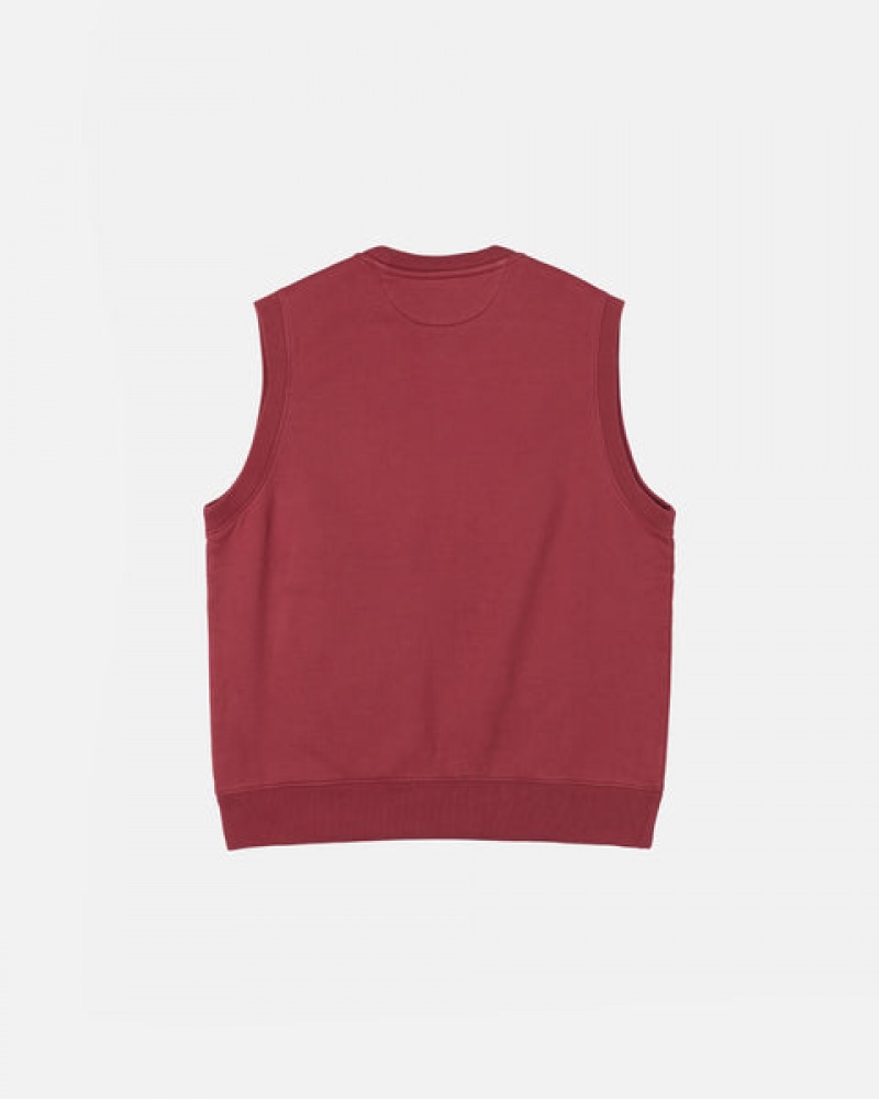 Burgundy Women's Stussy Stock Fleece Vest Sweatshirts KSA | RTZ-5368