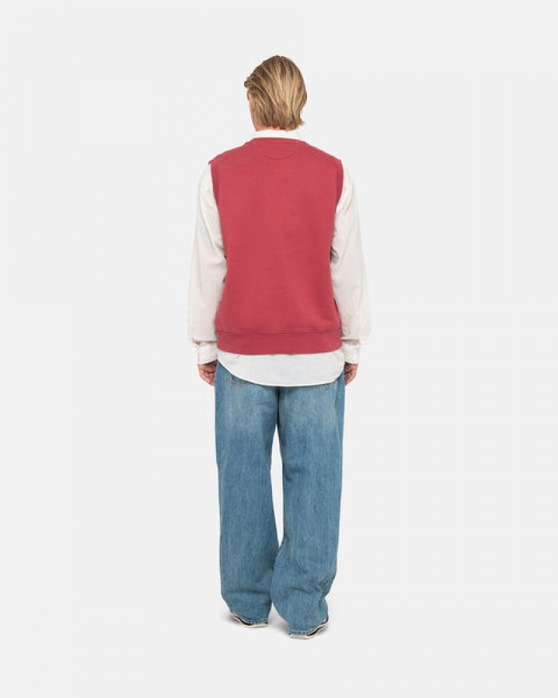 Burgundy Women's Stussy Stock Fleece Vest Sweatshirts KSA | RTZ-5368