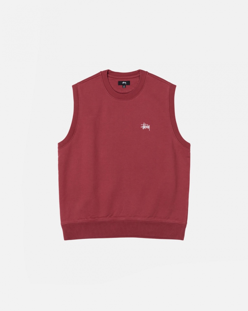 Burgundy Women\'s Stussy Stock Fleece Vest Sweatshirts KSA | RTZ-5368