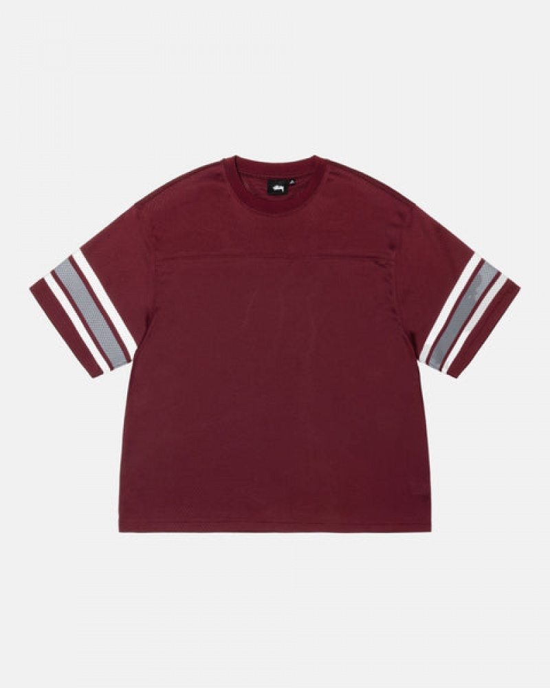 Burgundy Women's Stussy Surfman Mesh Football Jersey Tops KSA | APS-3450