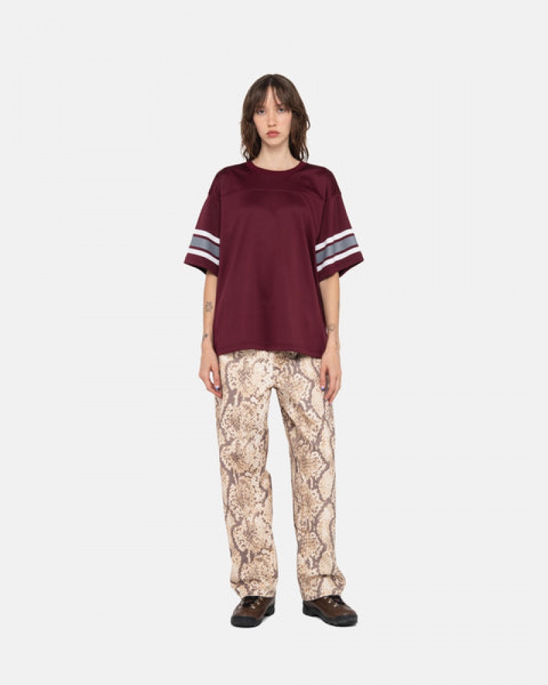 Burgundy Women's Stussy Surfman Mesh Football Jersey Tops KSA | APS-3450