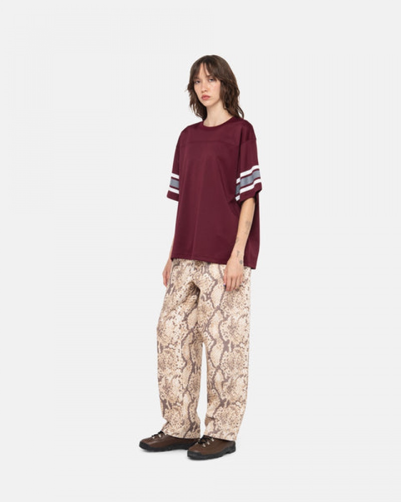 Burgundy Women's Stussy Surfman Mesh Football Jersey Tops KSA | APS-3450