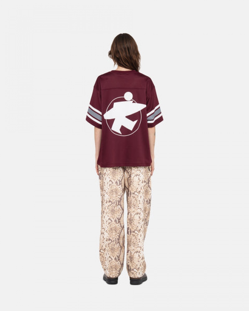 Burgundy Women's Stussy Surfman Mesh Football Jersey Tops KSA | APS-3450