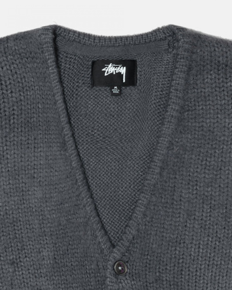 Charcoal Women's Stussy Brushed Cardigan Sweaters KSA | GMH-8186