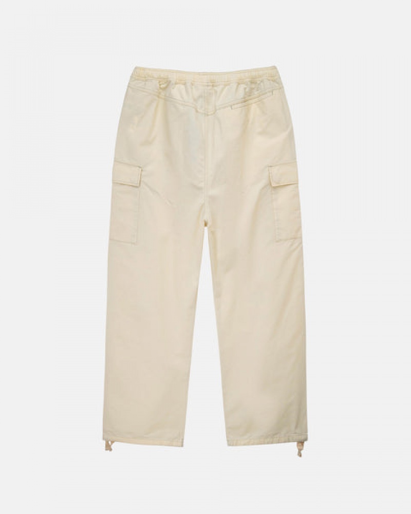 Cream Men's Stussy Beach Pant Ripstop Cargo Pants KSA | COY-8886