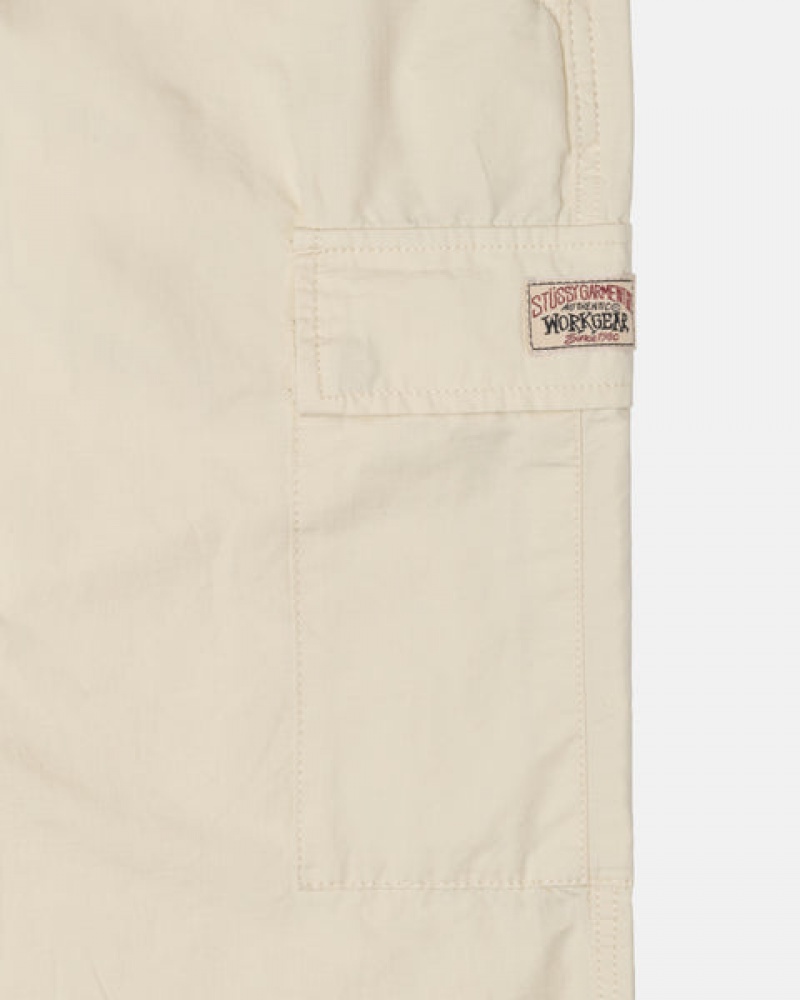 Cream Men's Stussy Beach Pant Ripstop Cargo Pants KSA | COY-8886