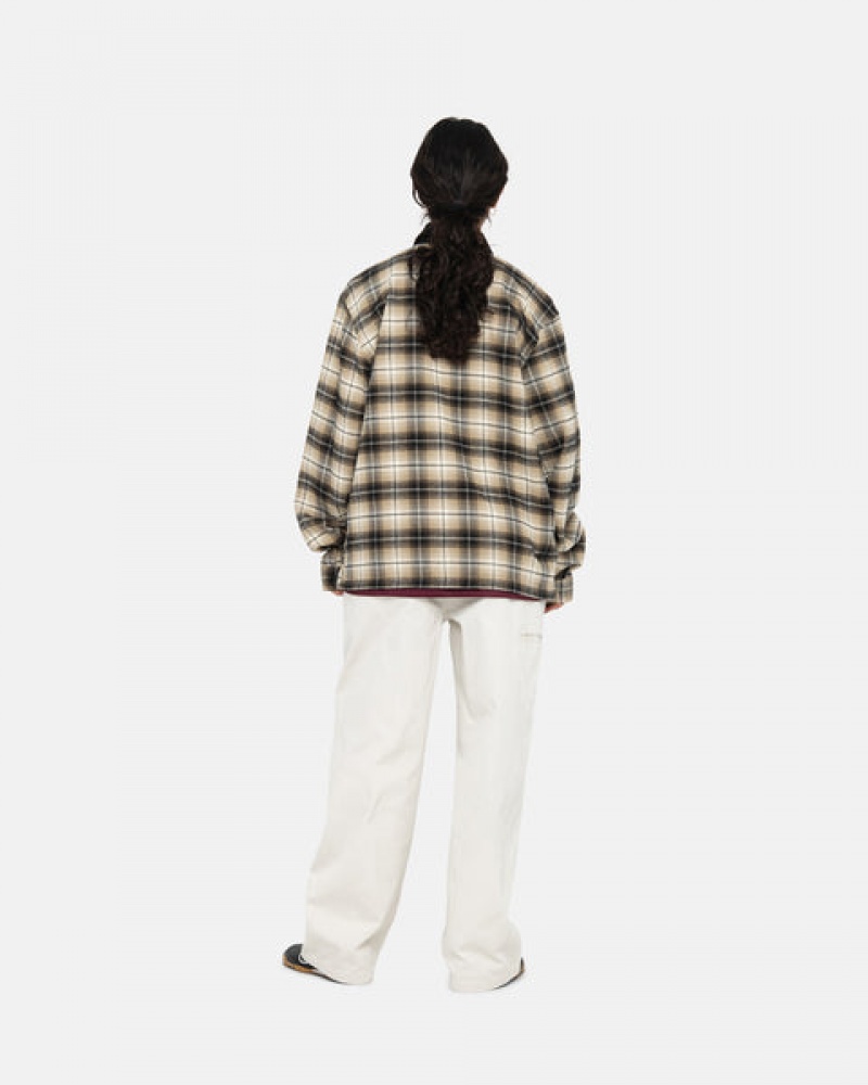 Dark Grey Men's Stussy Frank Plaid Zip Shirts KSA | AWL-7502