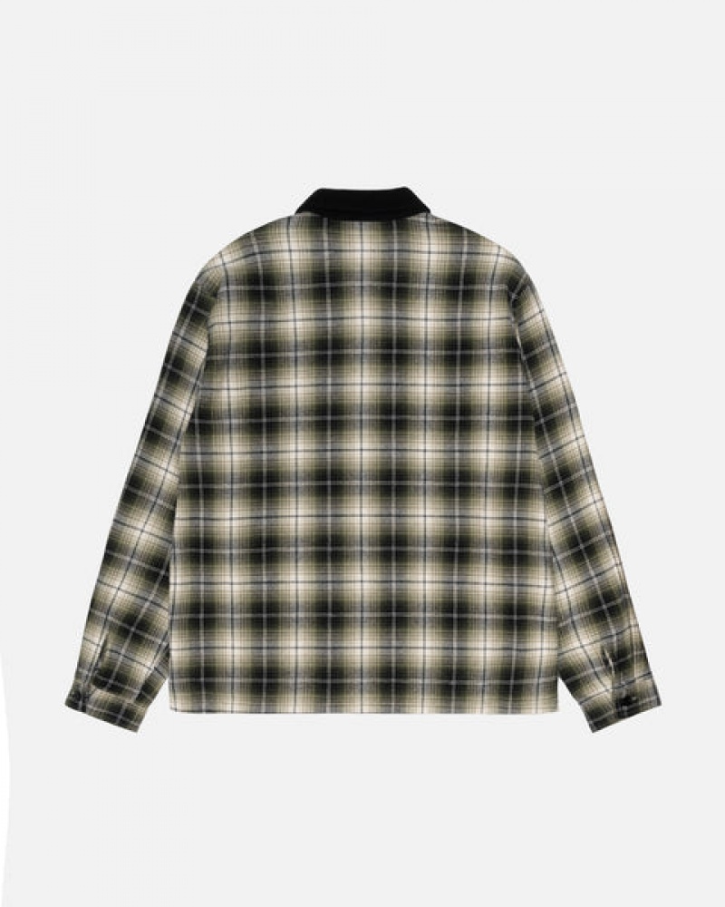 Dark Grey Men's Stussy Frank Plaid Zip Shirts KSA | AWL-7502