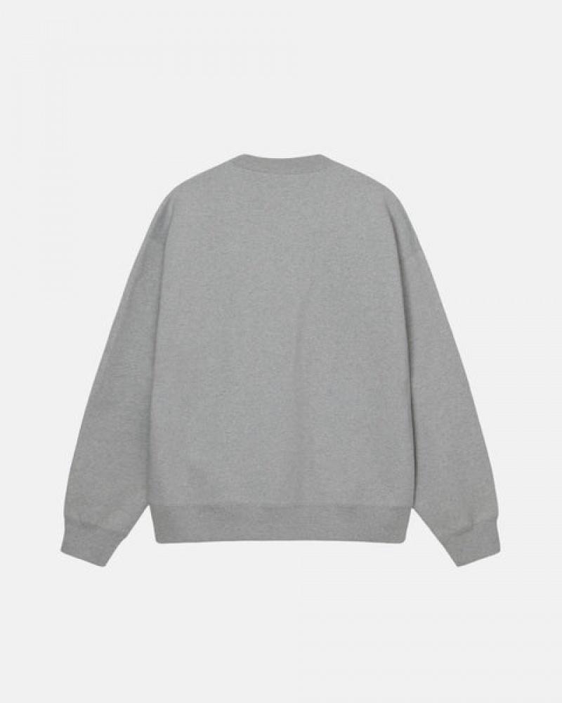 Dark Grey Men's Stussy Fleece Crew Sweatshirts KSA | KPY-3362