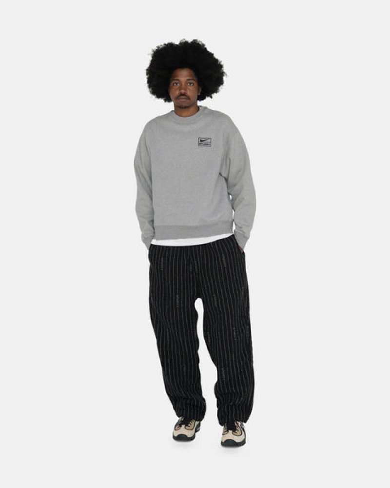 Dark Grey Men's Stussy Fleece Crew Sweatshirts KSA | KPY-3362