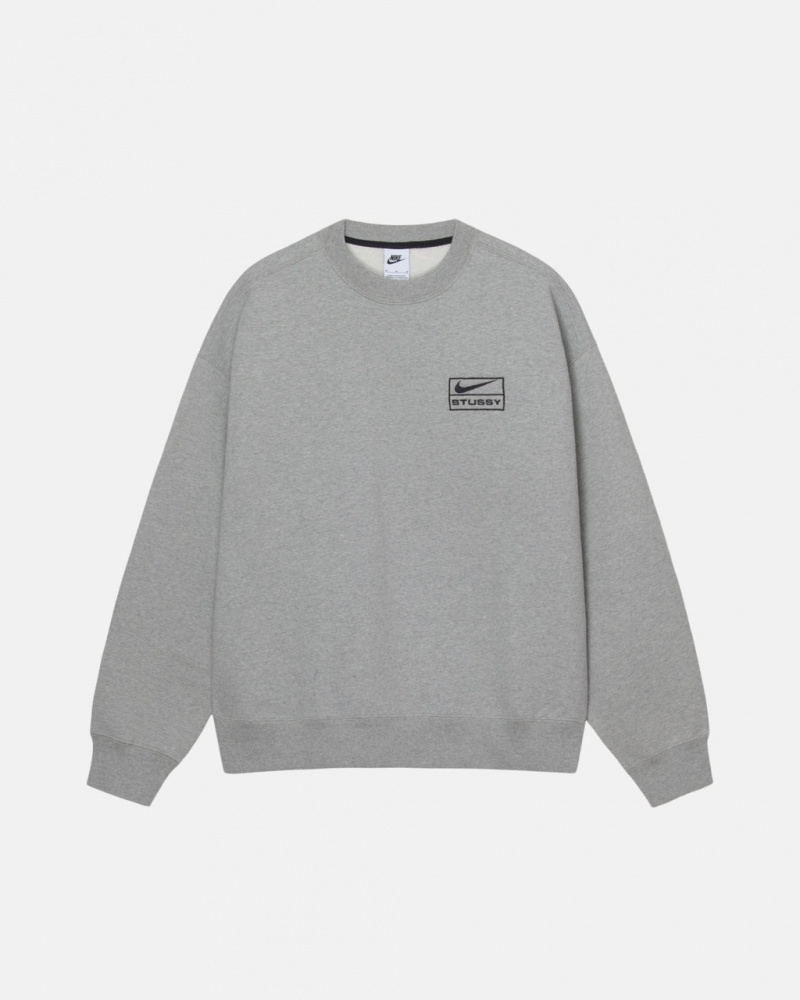 Dark Grey Men\'s Stussy Fleece Crew Sweatshirts KSA | KPY-3362