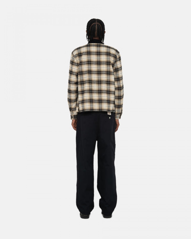 Dark Grey Women's Stussy Frank Plaid Zip Shirts KSA | OMT-5289