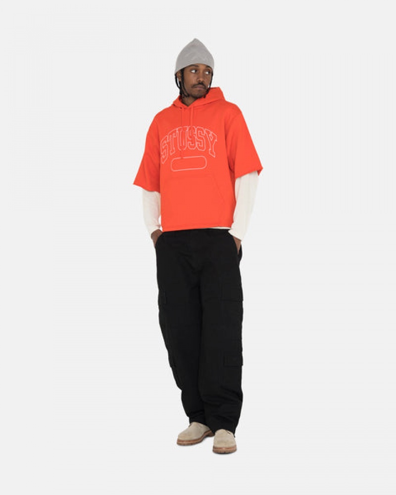 Deep Orange Men's Stussy Ss Boxy Cropped Hoodie KSA | WKH-5128