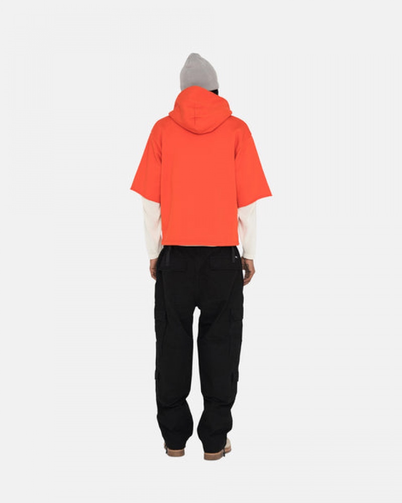 Deep Orange Men's Stussy Ss Boxy Cropped Hoodie KSA | WKH-5128