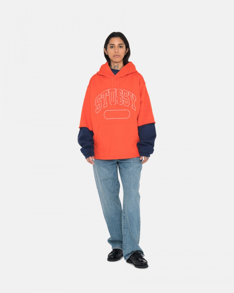 Deep Orange Men's Stussy Ss Boxy Cropped Hoodie KSA | WKH-5128